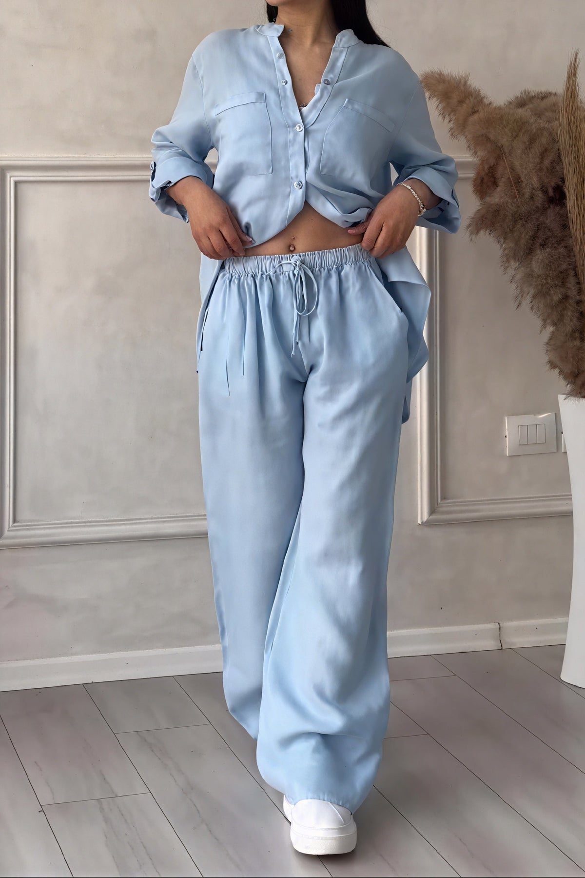 Dahlia | Women’s Button Up Set with Wide Leg
