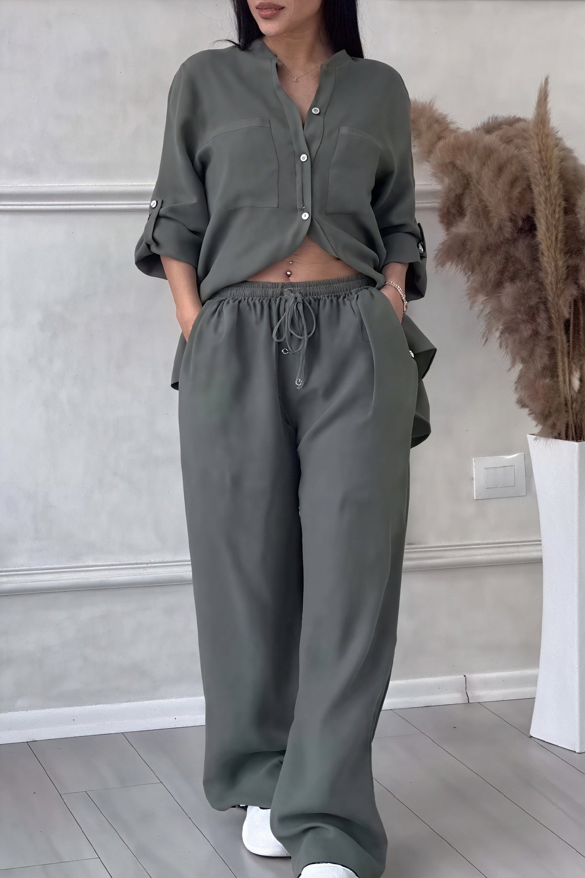 Dahlia | Women’s Button Up Set with Wide Leg