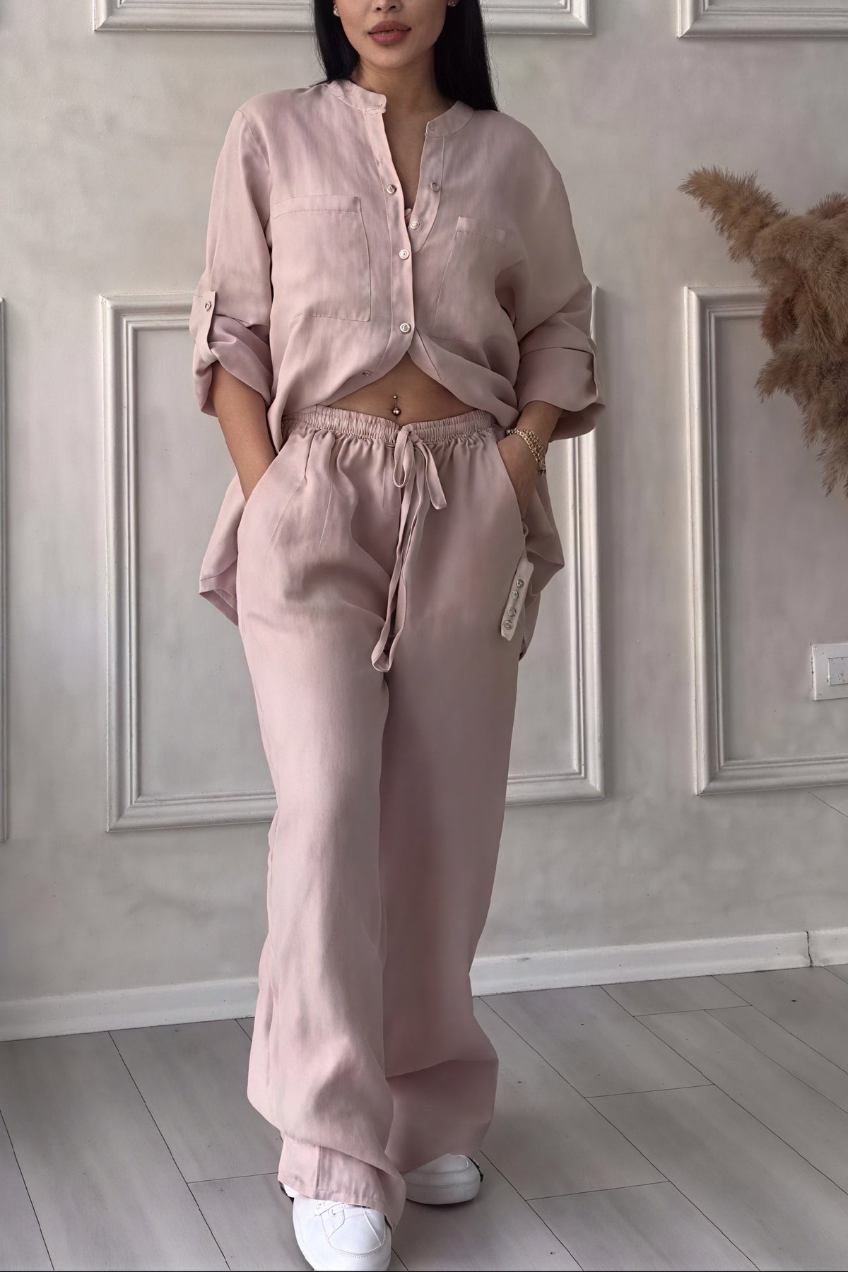 Dahlia | Women’s Button Up Set with Wide Leg