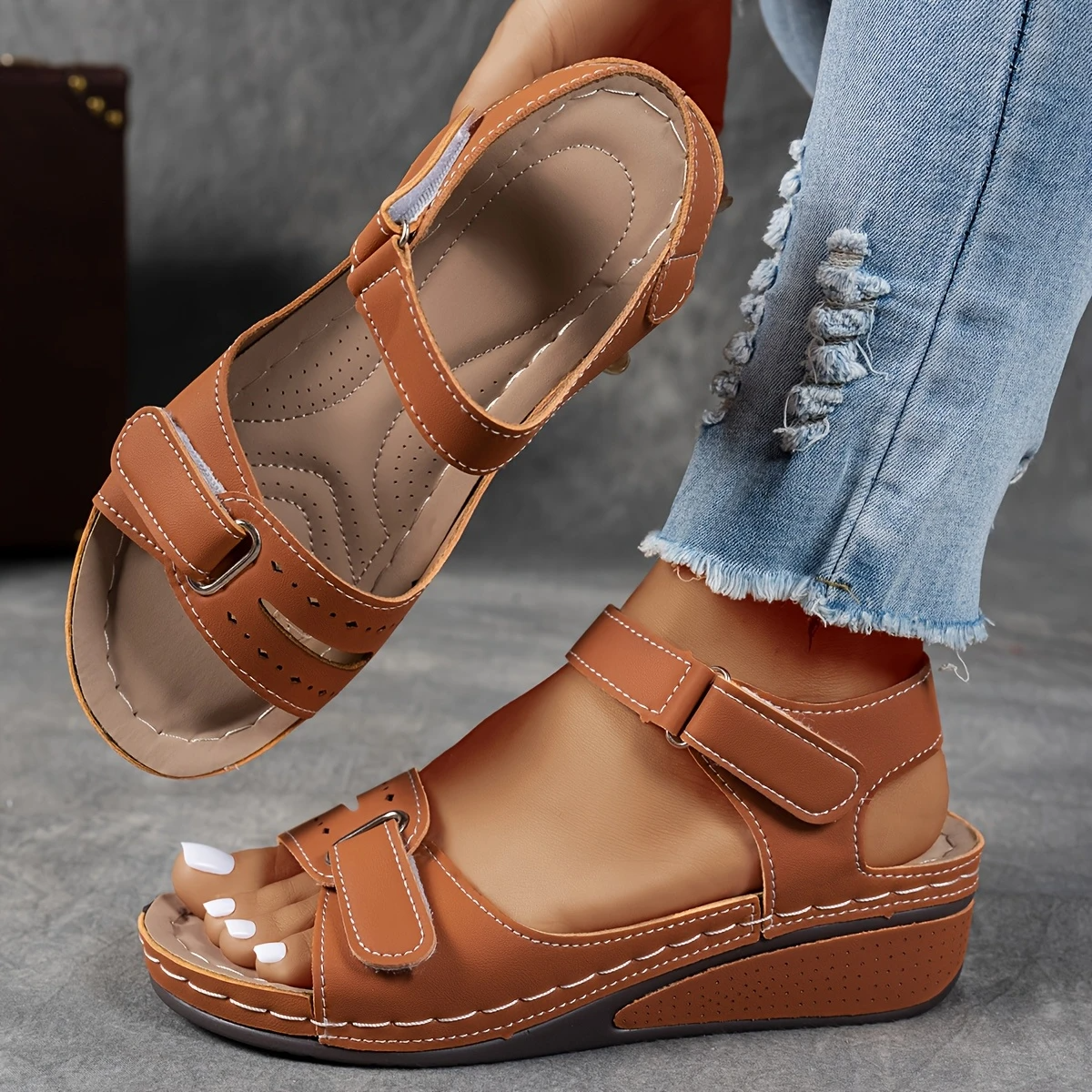 Georgina | Women’s Wedge Platform Sandals with Adjustable Strap
