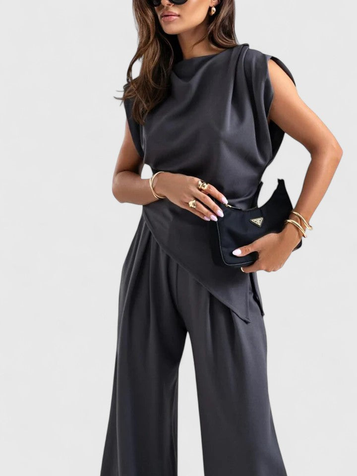 Aria | Women’s Draped Sleeveless Top with Asymmetric Wrap