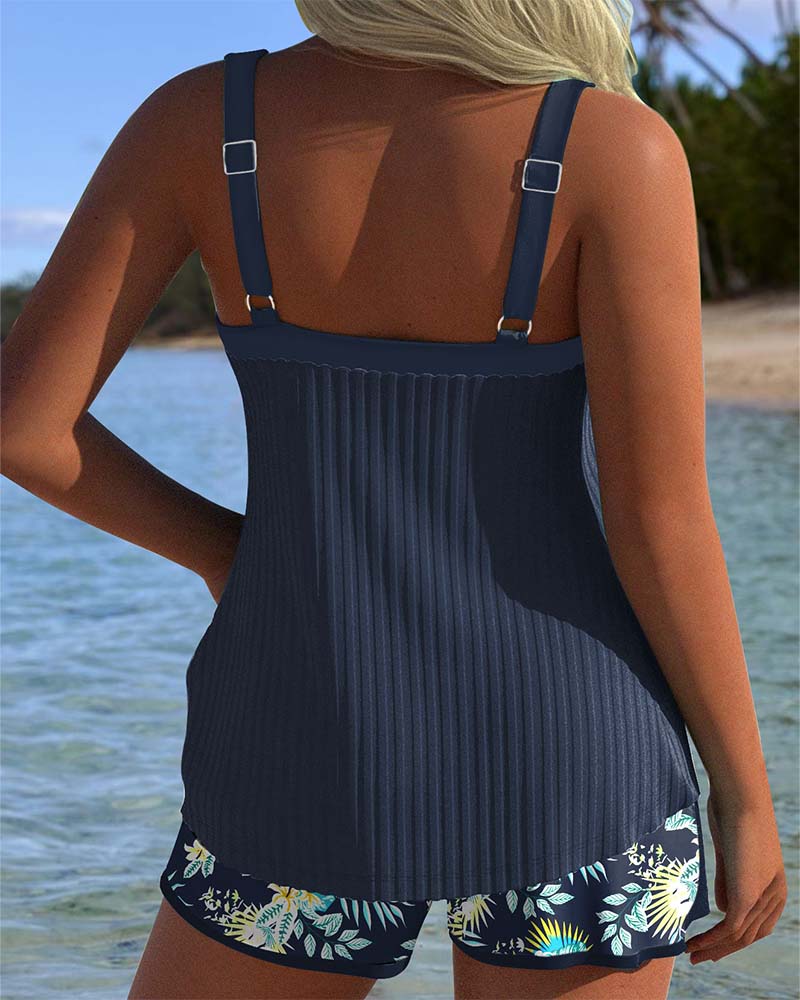 Ivy | Women’s Striped Tankini with Floral Shorts