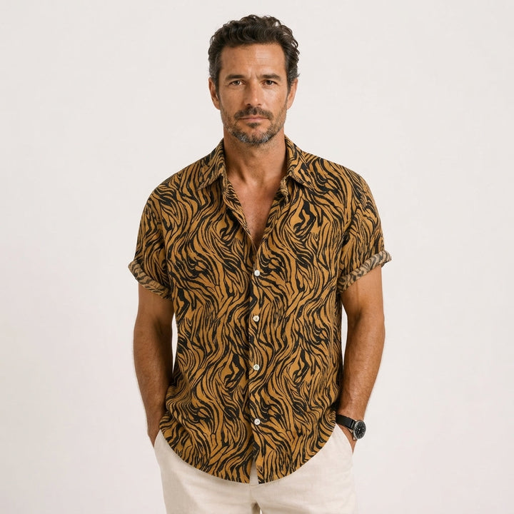 Declan Whitmore | Tiger Print Resort Shirt For Men