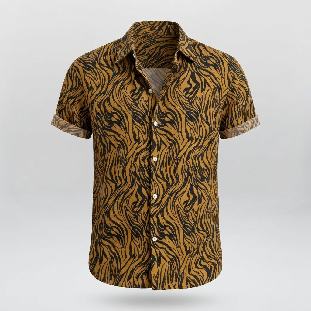 Declan Whitmore | Tiger Print Resort Shirt For Men