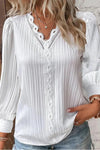 Delilah | Women's V Neck Ribbed Long Sleeve Blouse