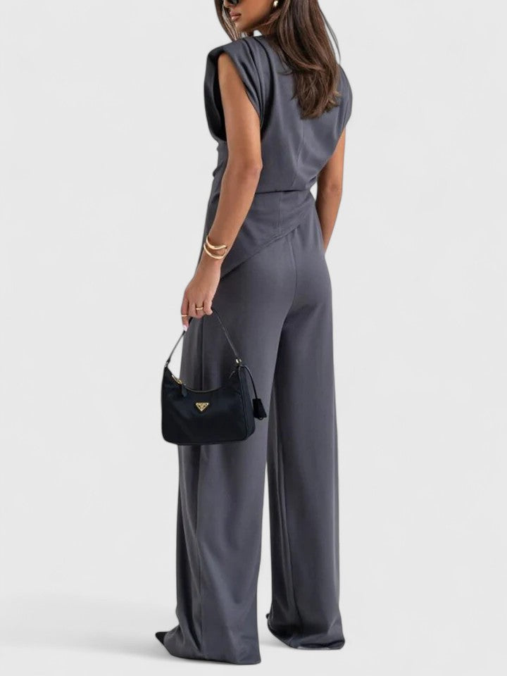 Aria | Women’s Draped Sleeveless Top with Asymmetric Wrap
