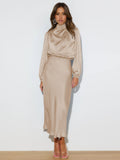 Ruby Anderson | Satin High-Neck Midi Dress For Women
