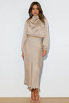 Ruby Anderson | Satin High-Neck Midi Dress For Women