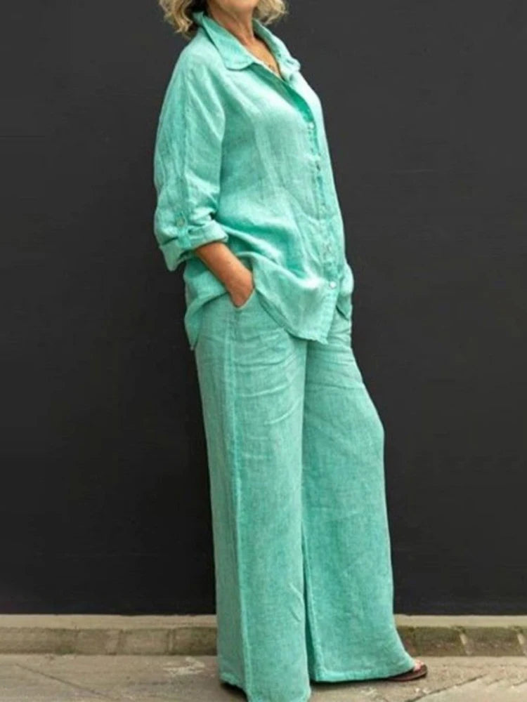 Mabel | Women’s Two-Piece Shirt Trousers Set Relaxed Fit