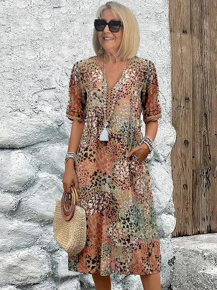 Andrea | Women’s Vibrant Midi Dress with Colourful Print