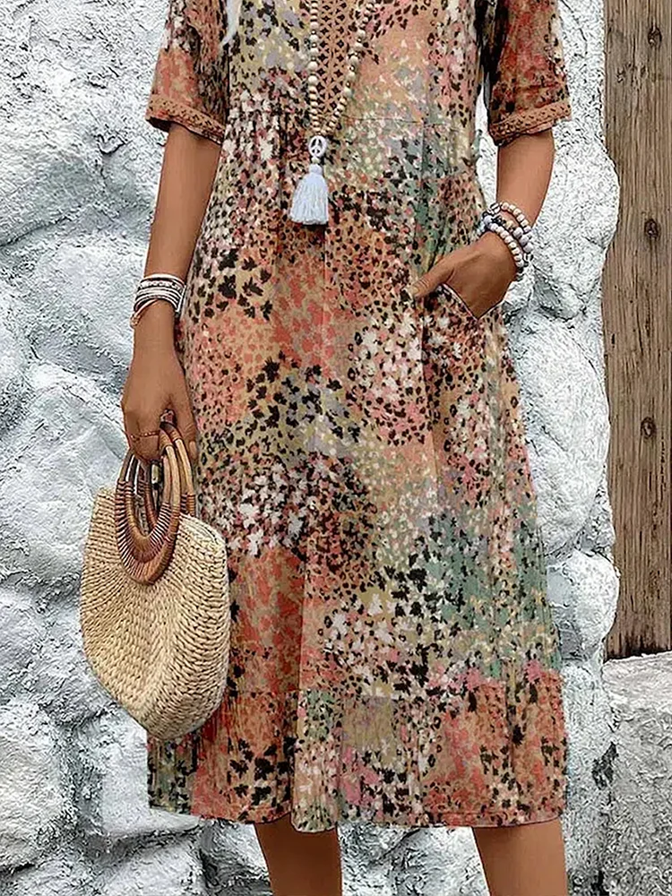 Andrea | Women’s Vibrant Midi Dress with Colourful Print