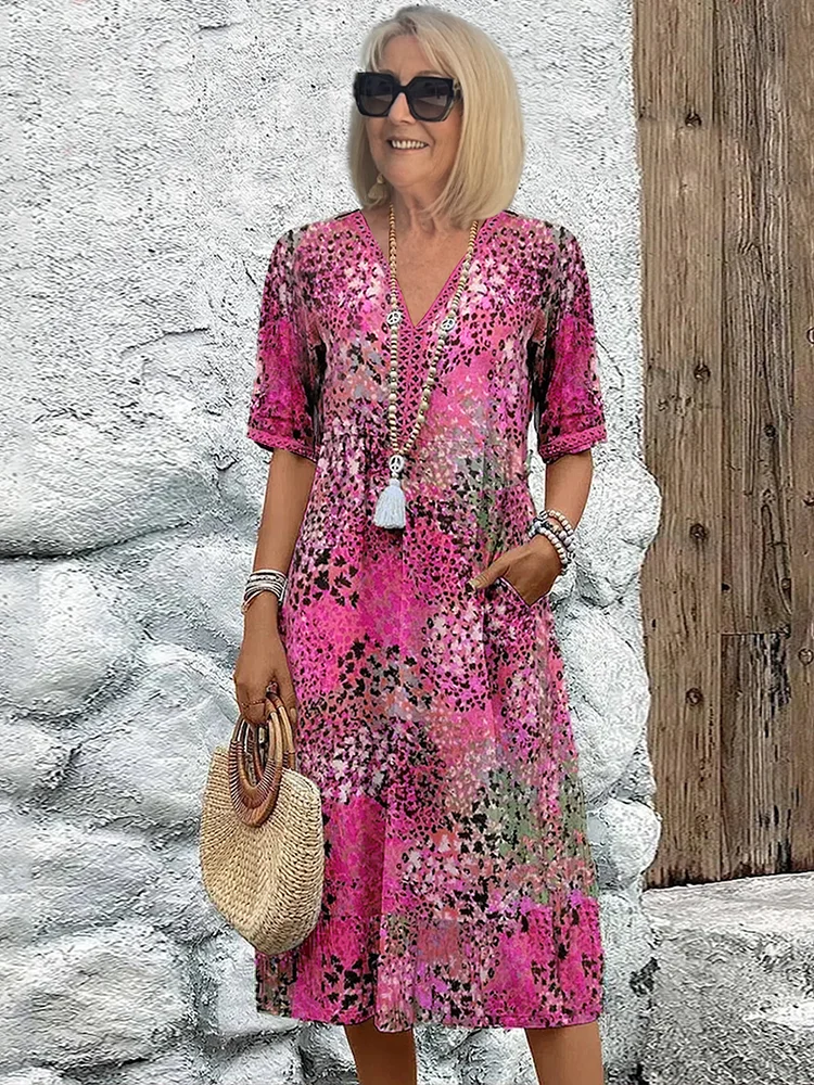 Andrea | Women’s Vibrant Midi Dress with Colourful Print