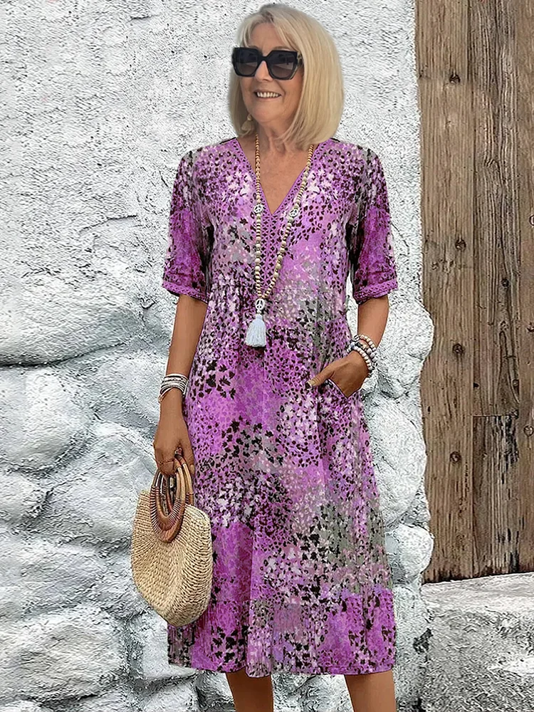 Andrea | Women’s Vibrant Midi Dress with Colourful Print