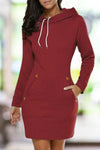 Mila | Women's Hoodie Dress Long Sleeve Casual Sweatshirt Dress with Pockets