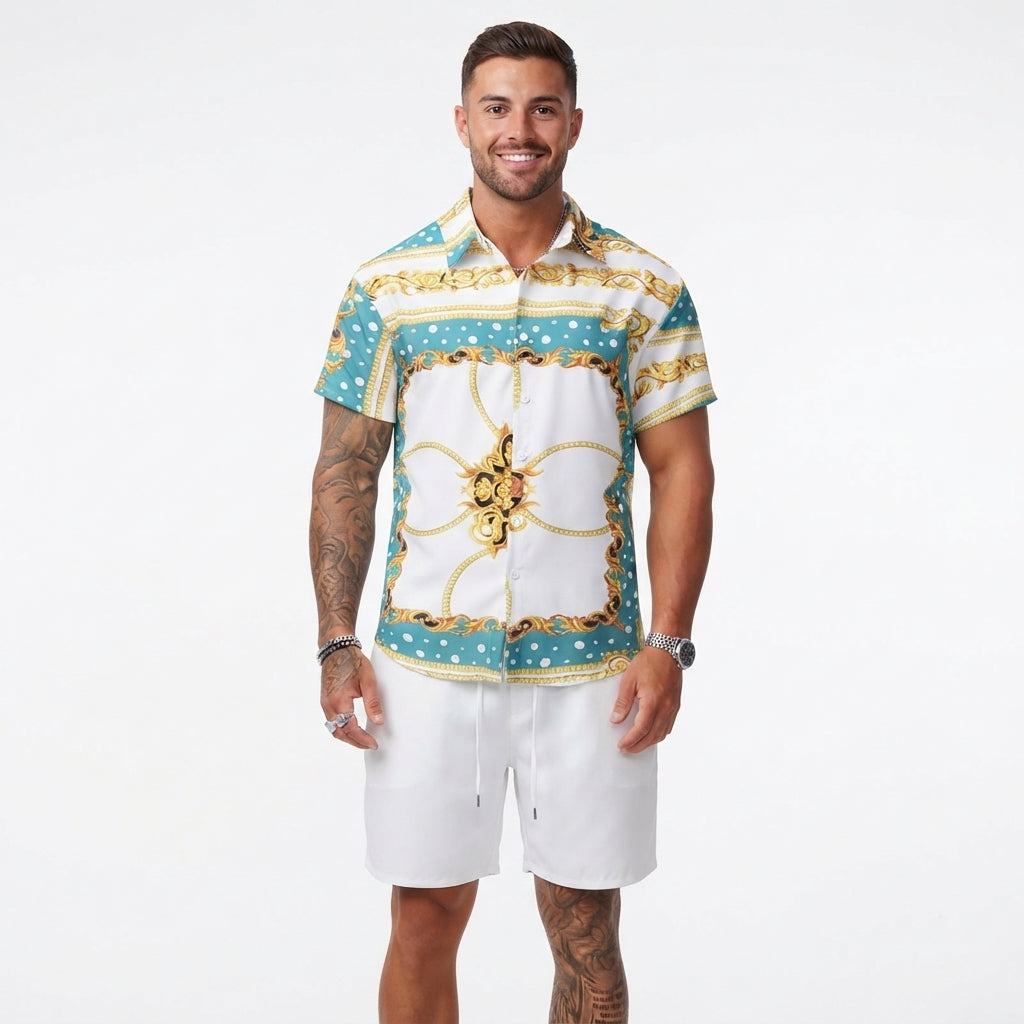 Dylan Foley | Tropical Print Shirt And Shorts Set For Men