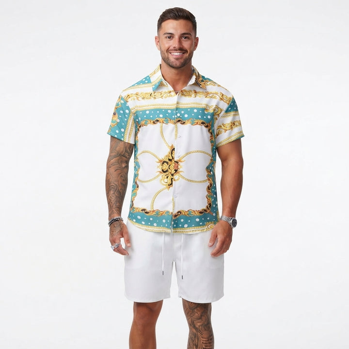 Dylan Foley | Tropical Print Shirt And Shorts Set For Men