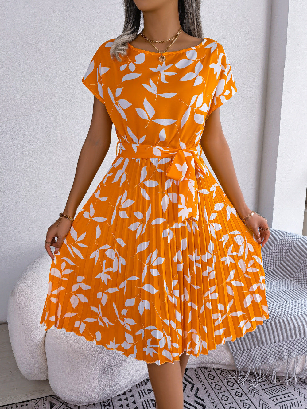 Ella Cooper | Leaf Print Summer Dress For Women