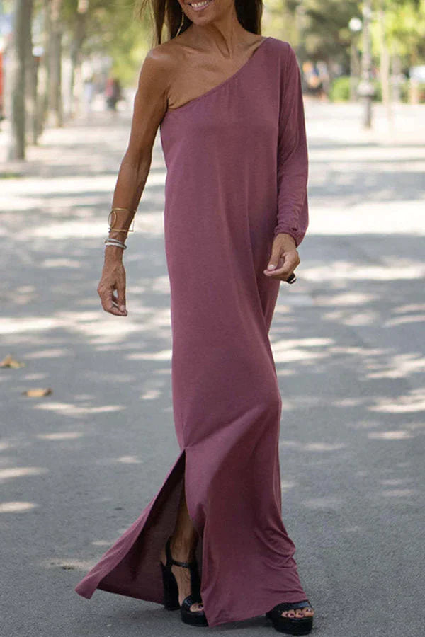 Vera | Women’s One-Shoulder Maxi Dress with Long Sleeve