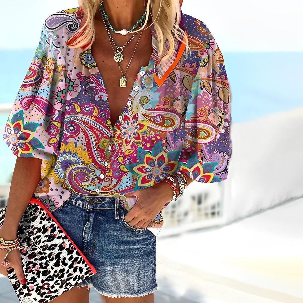 Mila | Women’s Oversized Blouse with Paisley Print