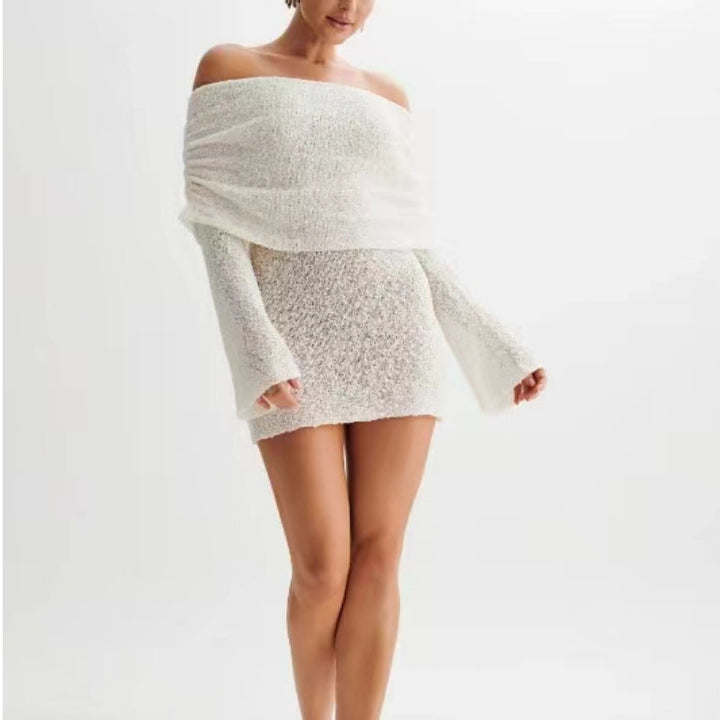 Isla Kelly | Off-Shoulder Knit Mini Dress For Women