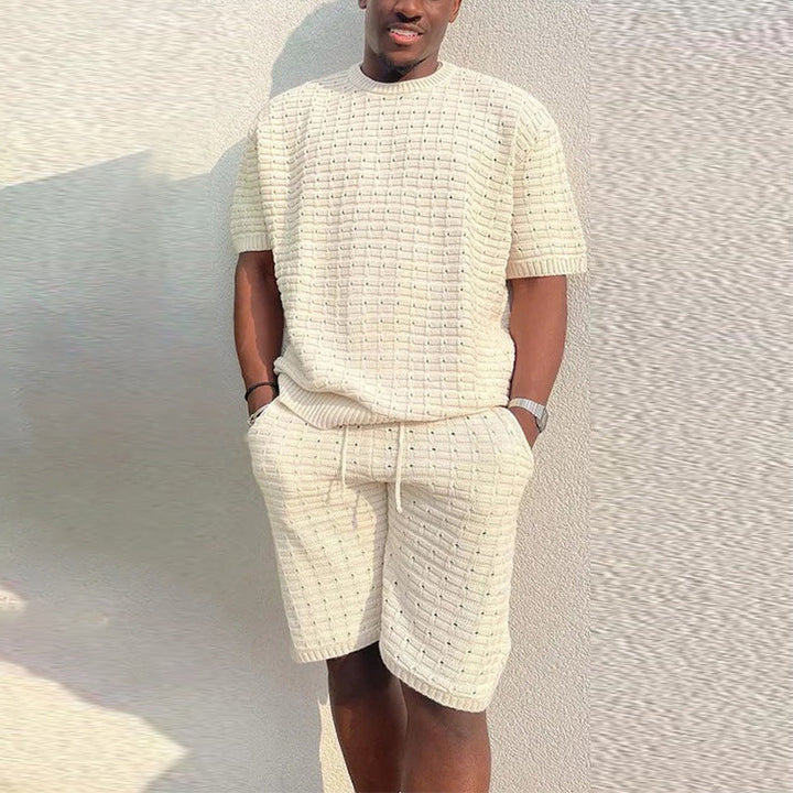 Blake Sutton | Textured Knit Shirt &amp; Shorts Set For Men
