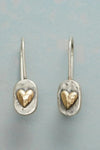 Vintage Silver Earrings with Golden Heart