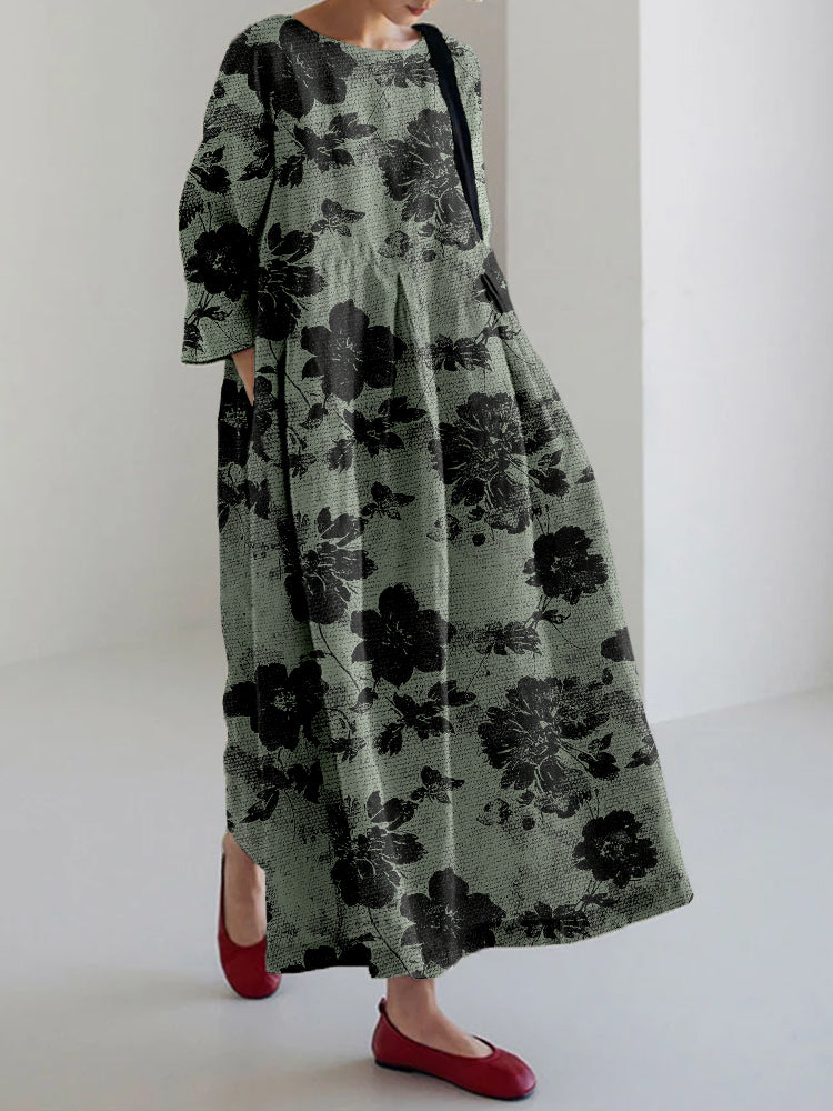 Alison | Women’s Flowing Botanical Dress with Gentle Draping