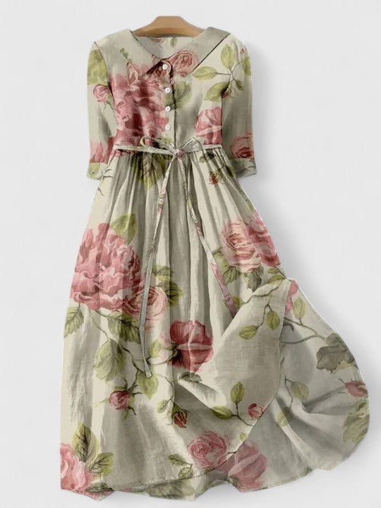 Sophryah | Women’s Floral Maxi Dress with Waist Tie