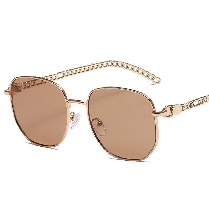 Vespera | Women’s Gold Chain Sunglasses with Detailin