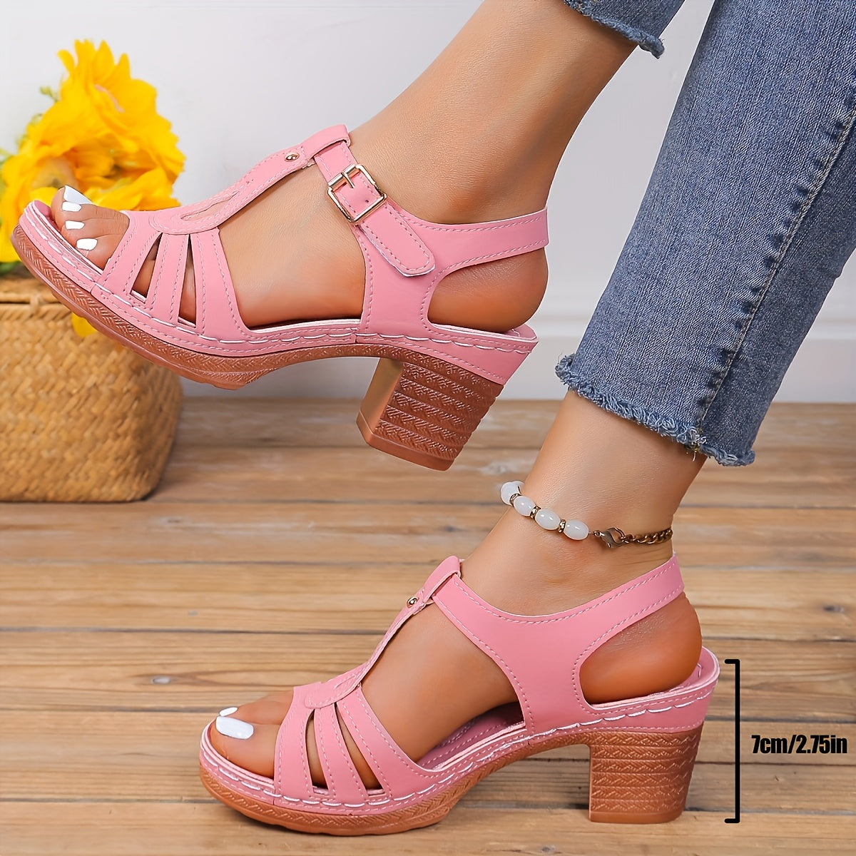 Tierra | Women’s Teardrop Strapped Sandals with Block Heel