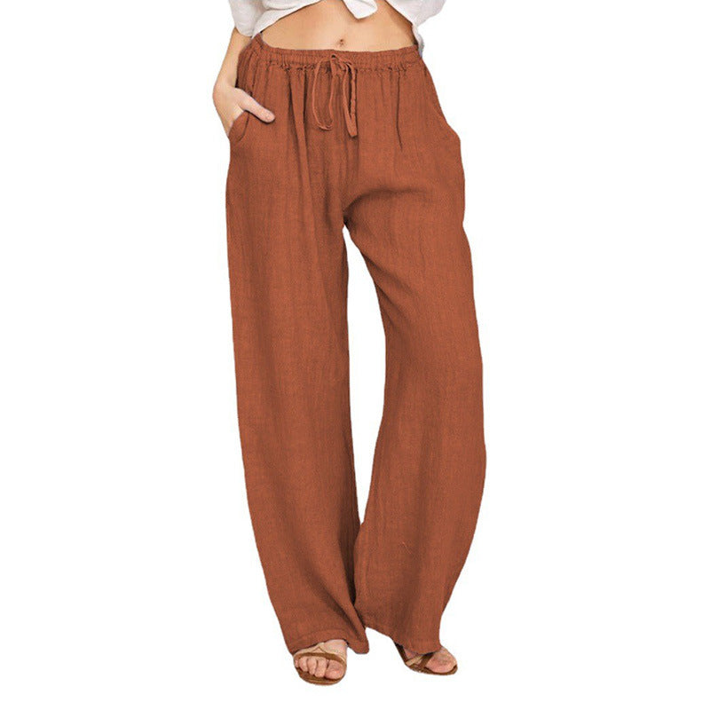 Elsie Coleman | Linen Blend Wide-Leg Trousers For Women