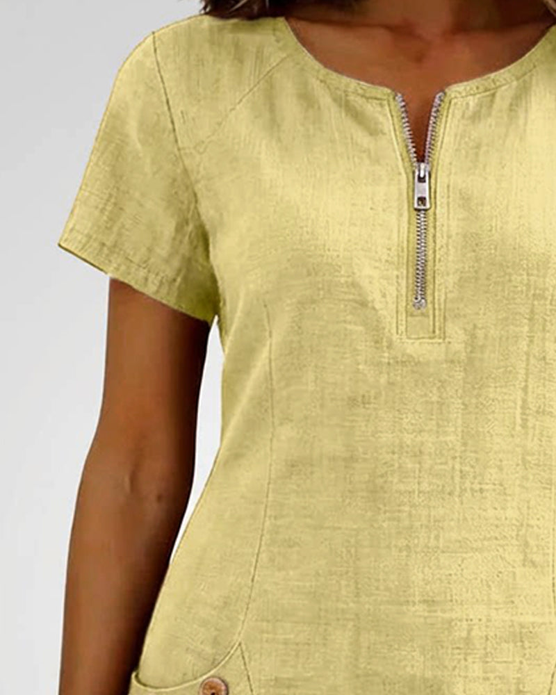 Pippa | Women’s Zip-Neck A-Line Mini Dress with Pockets