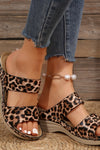 Sahara | Leopard Print Mid-Height Wedge Slide Sandals