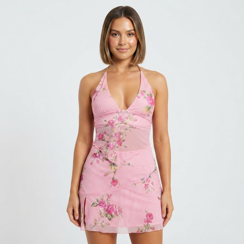 Elise Campbell | Printed Halter Two-Piece Skirt Set For Women
