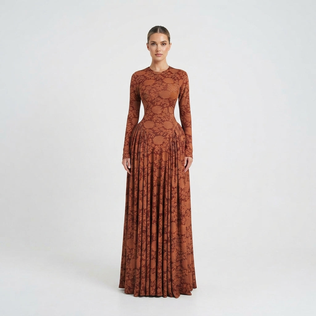 Elise Campbell | Printed Mesh Maxi Dress For Women