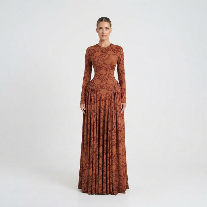 Elise Campbell | Printed Mesh Maxi Dress For Women