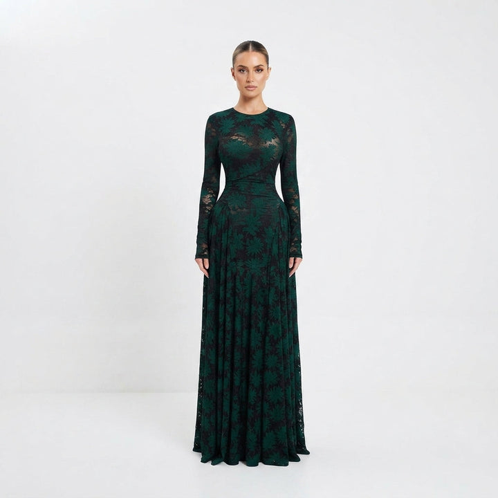 Elise Campbell | Printed Mesh Maxi Dress For Women