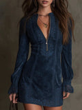 Eloise | Women’s Lace Mini Dress with Zip Neckline