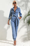 Elysia | Women's Collared Long Sleeve Jumpsuit
