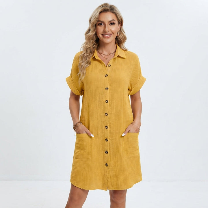 Emilia Weston | Cotton Linen Shirt Mini Dress For Women