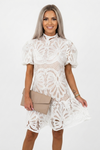 Emma Gallagher | White Lace Mock-Neck Midi Dress For Women