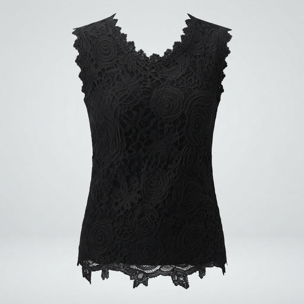 Emma White | Floral Lace Sleeveless Top For Women