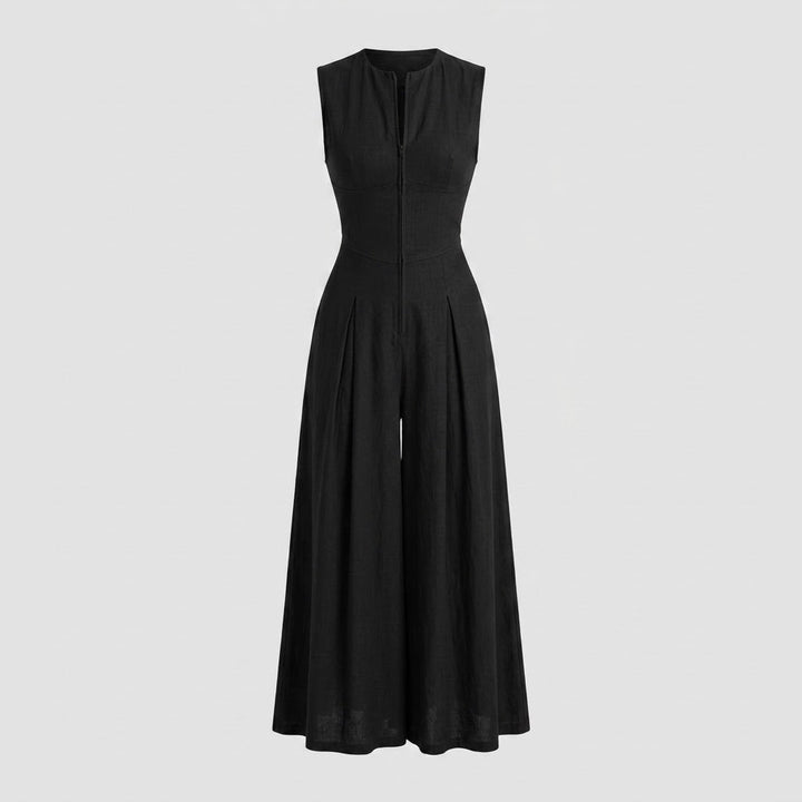 Emma White | Sleeveless Wide-Leg Zip Jumpsuit For Women