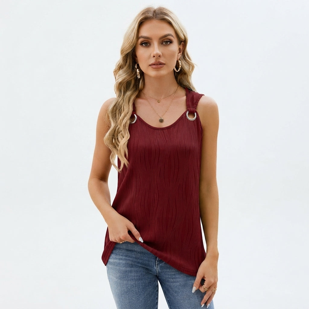 Erin Doyle | Ribbed Ring Detail Tank Top For Women