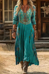 Esmeralda | Women's Embroidered V Neck Maxi Dress