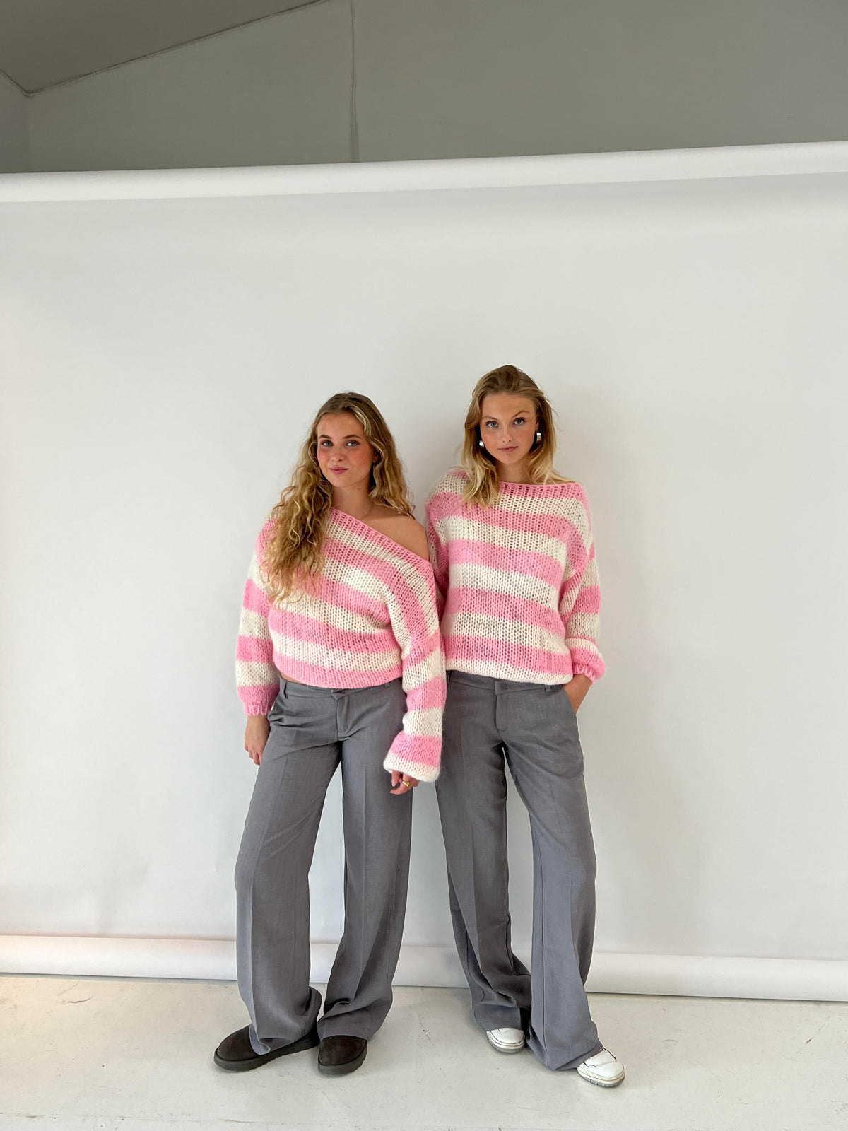 Esperanza | Women’s Striped Long Sleeve Sweater with Navy