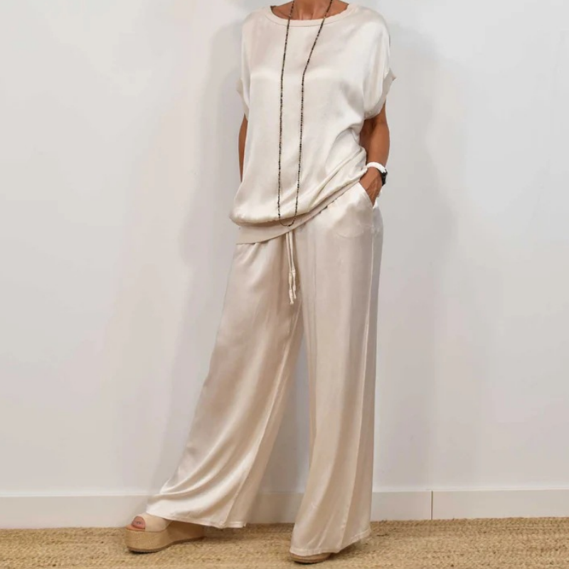 Estelle | Women’s Short-Sleeve Wide-Leg Two-Piece Set with Lightweight