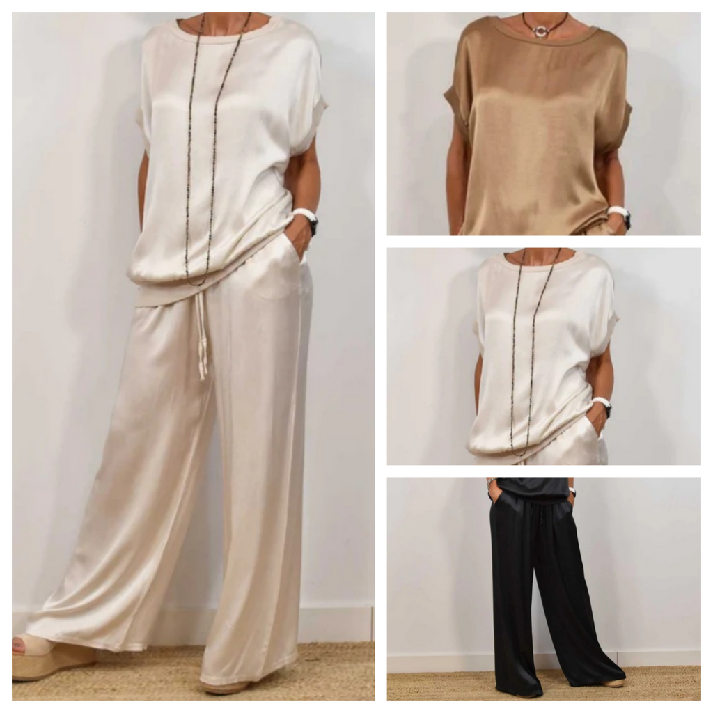 Estelle | Women’s Short-Sleeve Wide-Leg Two-Piece Set with Lightweight
