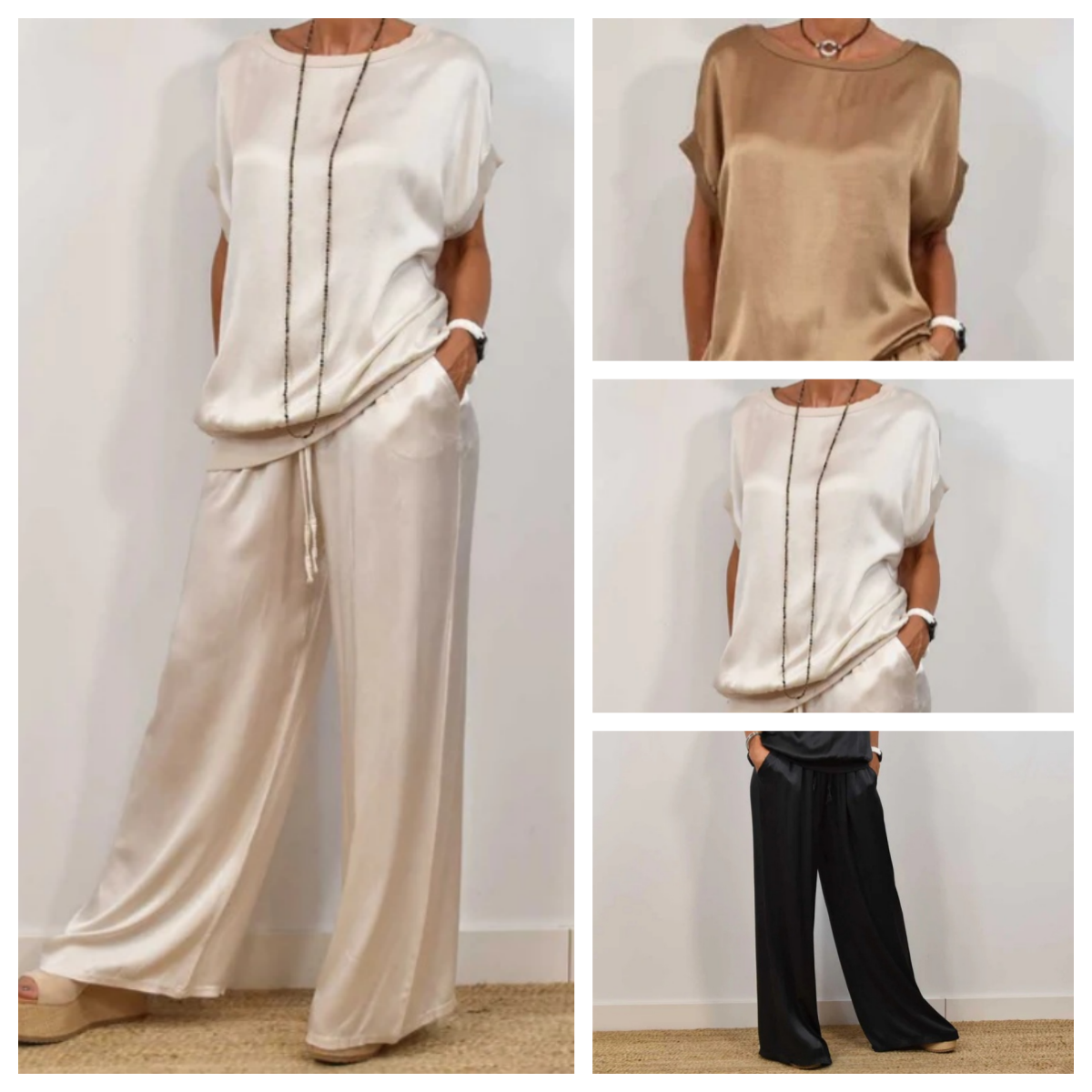 Estelle | Women’s Short-Sleeve Wide-Leg Two-Piece Set with Lightweight