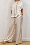 Estelle | Women's Short Sleeve Wide Leg Two-Piece Set